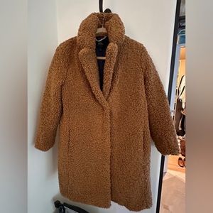 J Crew Teddy Sherpa Jacket Coat Brown Camel